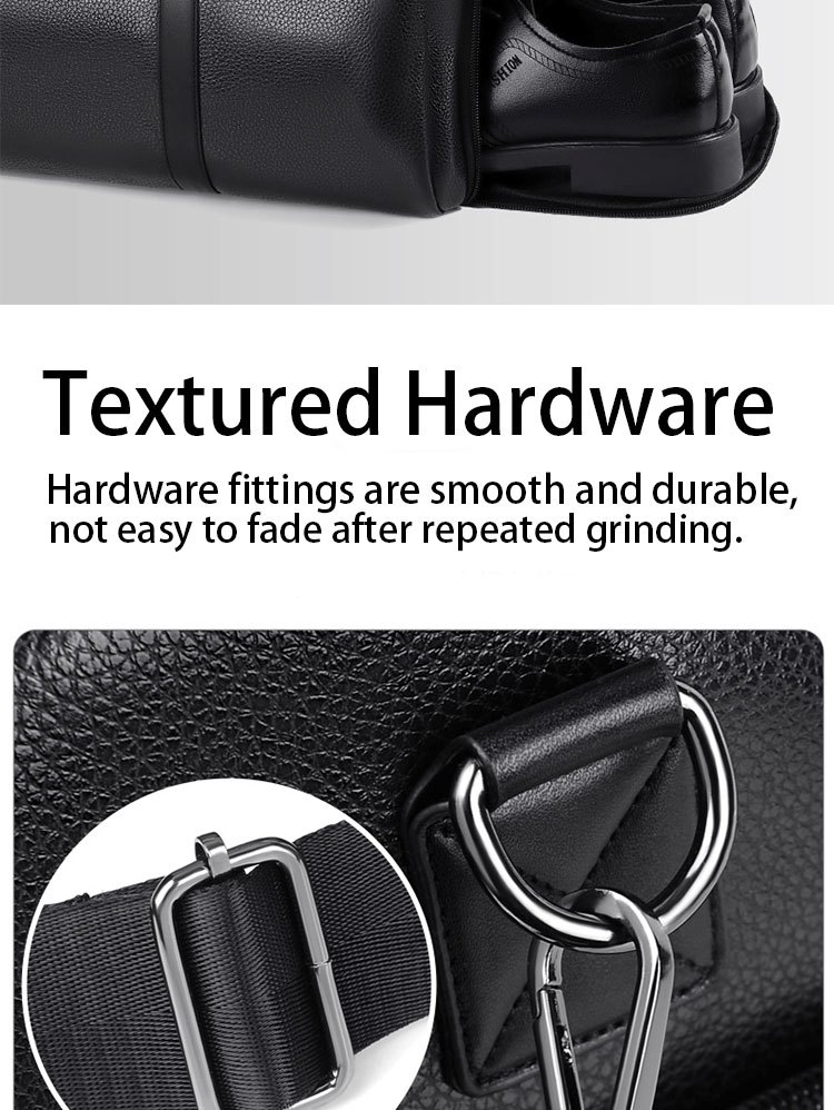 large capacity waterproof short distance travel bag with shoe compartment pu leather carry on gym bag duffel bag suitable for fitness exercise and outdoor travel details 7