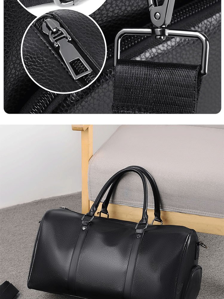 large capacity waterproof short distance travel bag with shoe compartment pu leather carry on gym bag duffel bag suitable for fitness exercise and outdoor travel details 8