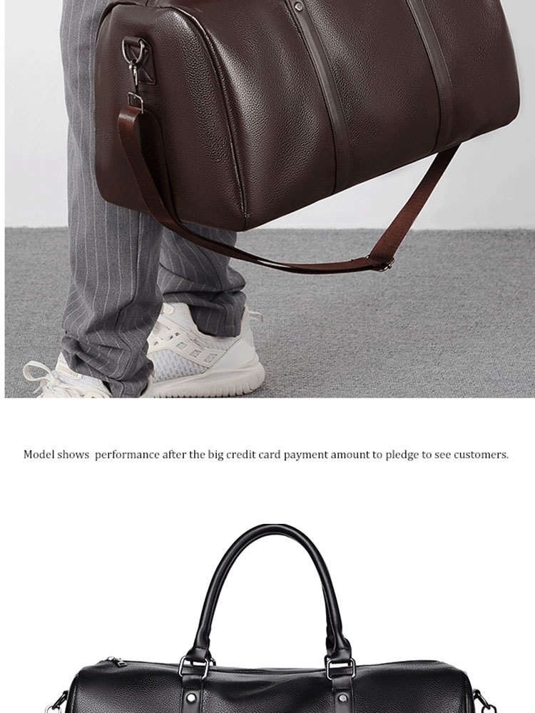 large capacity waterproof short distance travel bag with shoe compartment pu leather carry on gym bag duffel bag suitable for fitness exercise and outdoor travel details 16