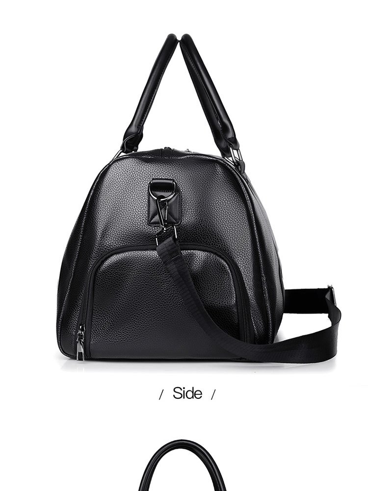 large capacity waterproof short distance travel bag with shoe compartment pu leather carry on gym bag duffel bag suitable for fitness exercise and outdoor travel details 18