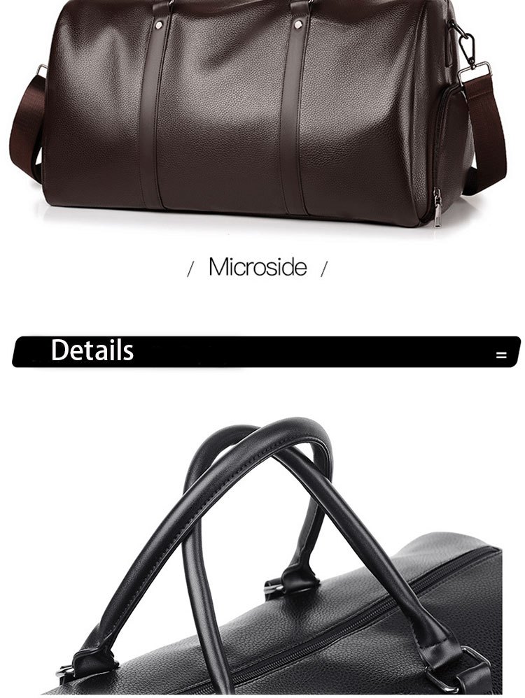 large capacity waterproof short distance travel bag with shoe compartment pu leather carry on gym bag duffel bag suitable for fitness exercise and outdoor travel details 21