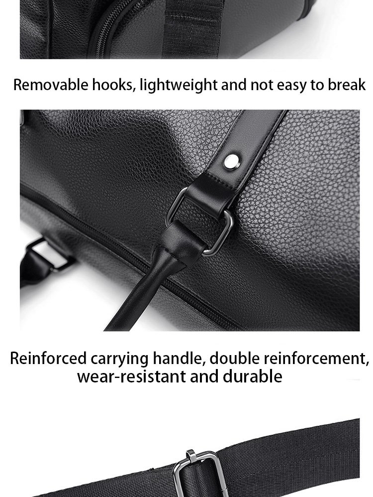 large capacity waterproof short distance travel bag with shoe compartment pu leather carry on gym bag duffel bag suitable for fitness exercise and outdoor travel details 23