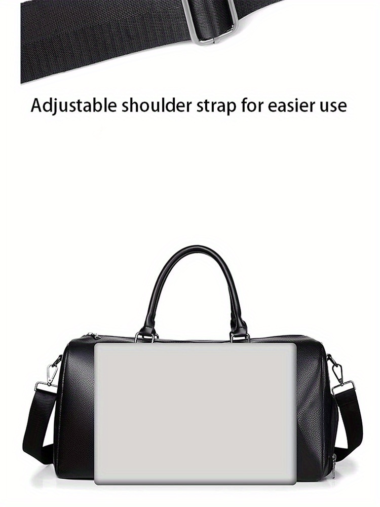 large capacity waterproof short distance travel bag with shoe compartment pu leather carry on gym bag duffel bag suitable for fitness exercise and outdoor travel details 24