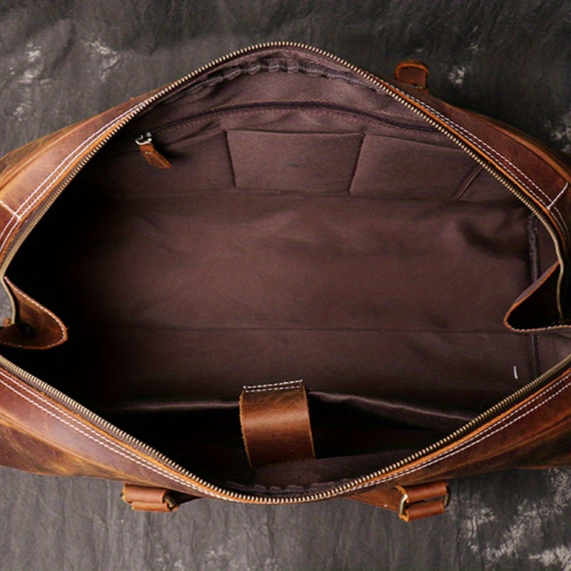 mens genuine leather tote travel bag vintage first layer cowhide shoulder crossbody bag large capacity duffle bag ideal choice for gifts details 5