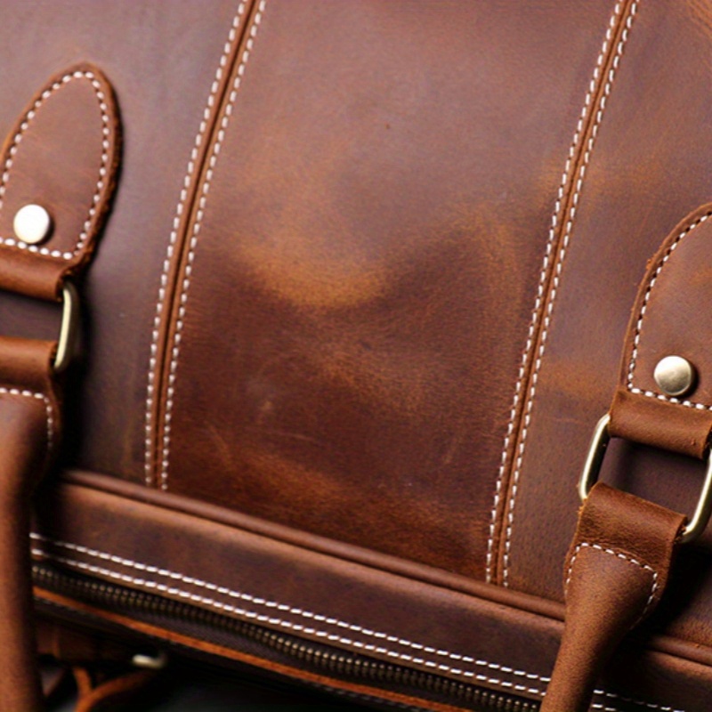 mens genuine leather tote travel bag vintage first layer cowhide shoulder crossbody bag large capacity duffle bag ideal choice for gifts details 9