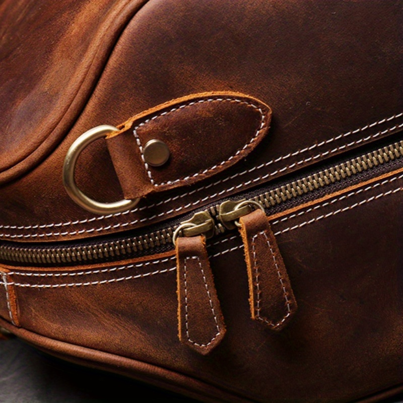 mens genuine leather tote travel bag vintage first layer cowhide shoulder crossbody bag large capacity duffle bag ideal choice for gifts details 10