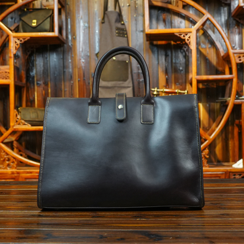 1pc Top Layer Cowhide Men s Handbag, Leather Business Shoulder Bag, Business Trip Tote Bag details 2