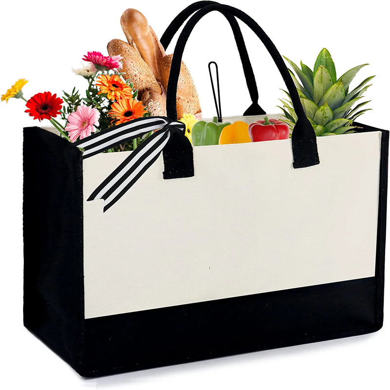 large capacity casual canvas clutch bag tote bag casual beach tote bag details 0
