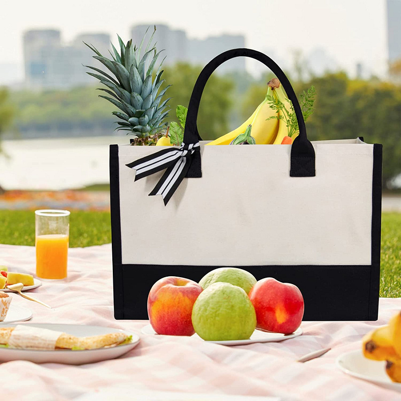 large capacity casual canvas clutch bag tote bag casual beach tote bag details 1