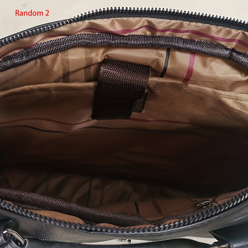 vintage pu leather business briefcase messenger bag handbag for men travel work computer bag crossbody shoulder pack details 9