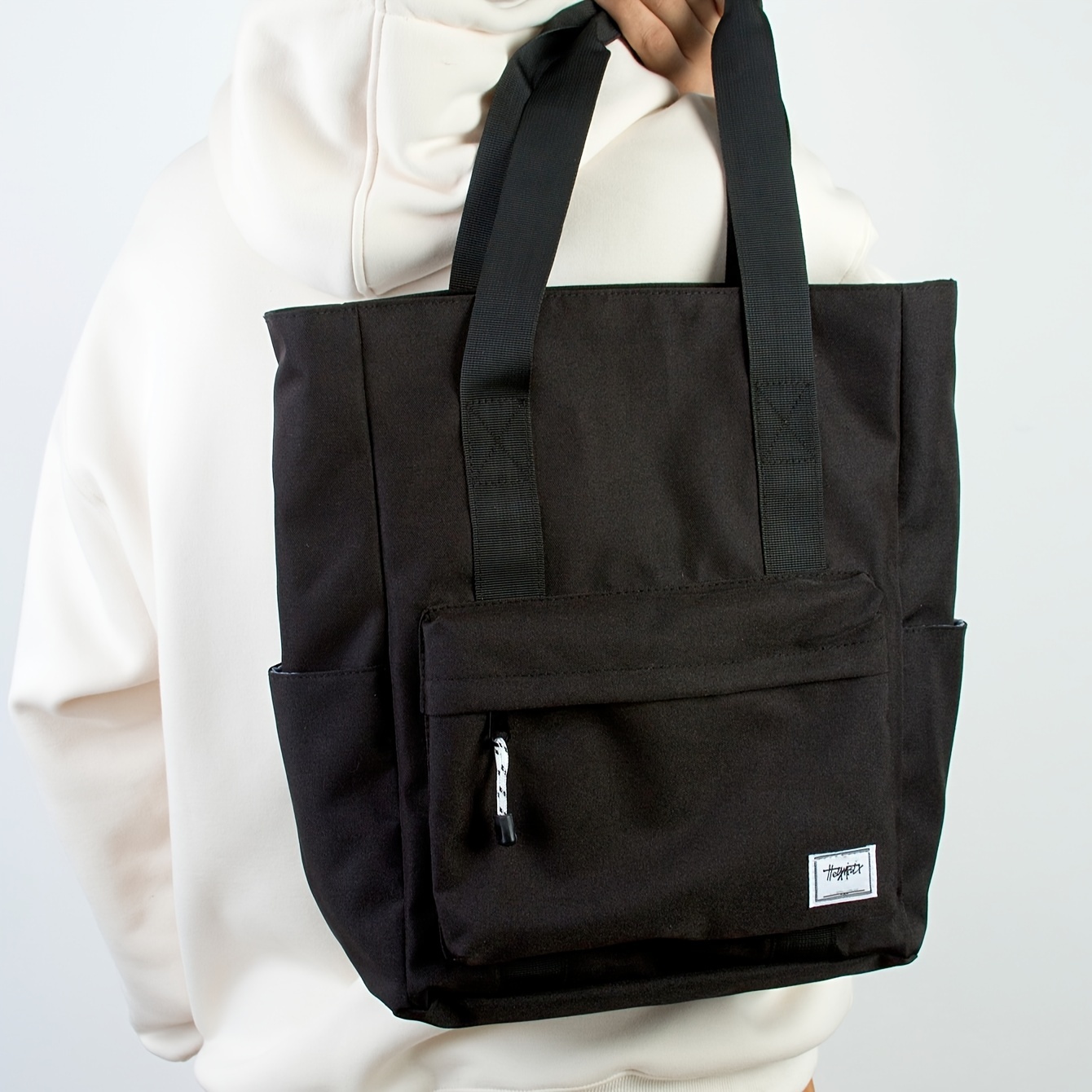 1pc mens large capacity multi grid layer simple commuter daily fashion tote bag details 2