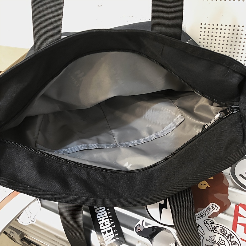 1pc mens large capacity multi grid layer simple commuter daily fashion tote bag details 3