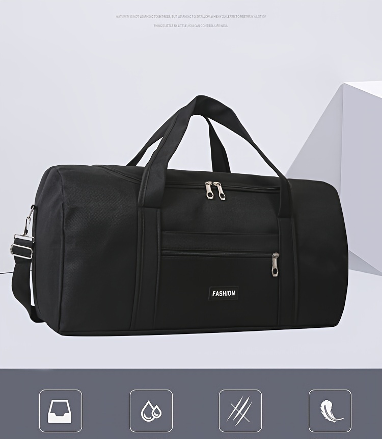 large capacity gym bag, 1pc mens large capacity gym bag waterproof sports handbag simple solid color sports crossbody bag multifunctional outdoor travel bag daily commuter handbag details 0