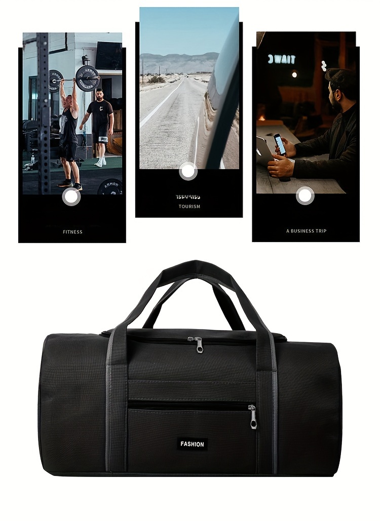 large capacity gym bag, 1pc mens large capacity gym bag waterproof sports handbag simple solid color sports crossbody bag multifunctional outdoor travel bag daily commuter handbag details 1