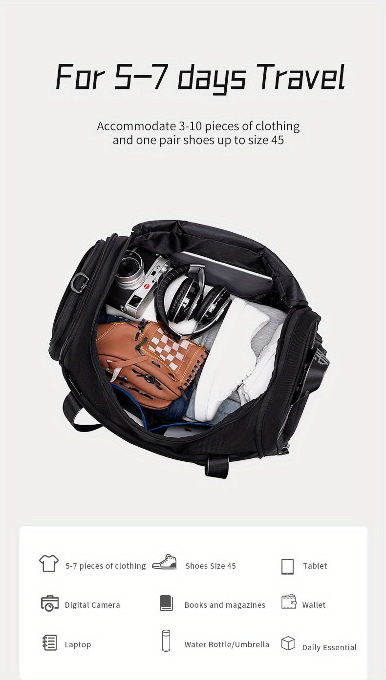 multifunctional sports bag waterproof large capacity travel duffel bag with shoes compartment suitable for fitness exercise and outdoor travel details 3