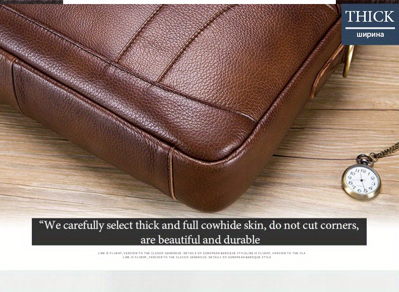 bullcaptain mens genuine leather large capacity business briefcase messenger bag handbag for travel work office computer crossbody bag top layer cowhide durable shoulder pack details 4