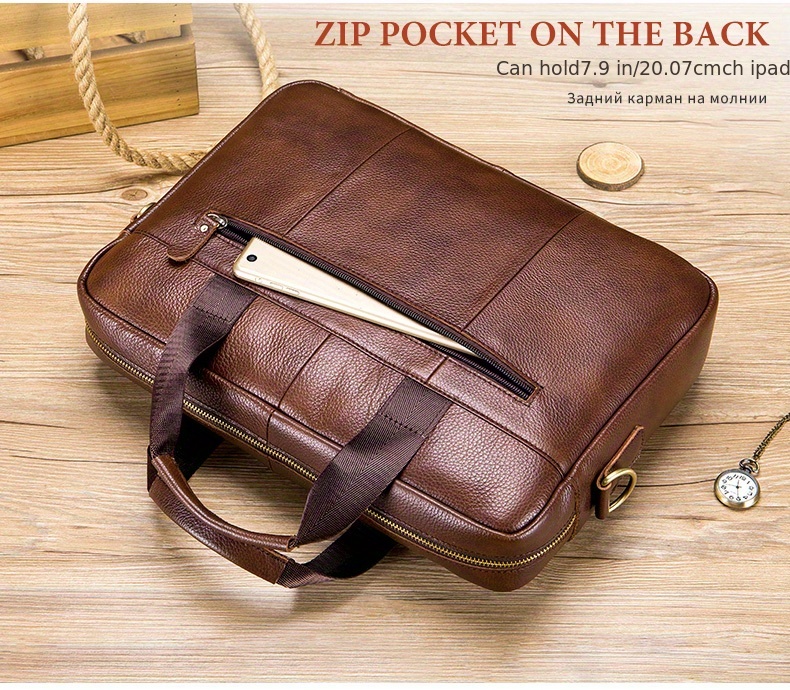 bullcaptain mens genuine leather large capacity business briefcase messenger bag handbag for travel work office computer crossbody bag top layer cowhide durable shoulder pack details 8