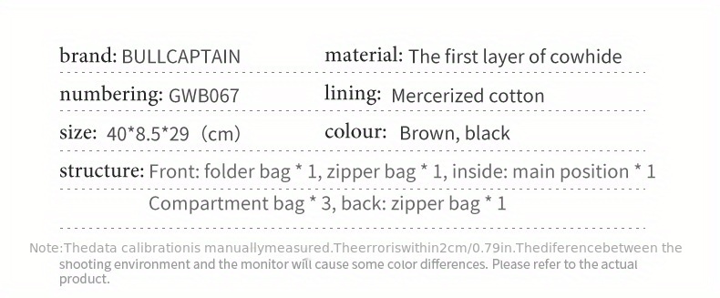 bullcaptain mens genuine leather large capacity business briefcase messenger bag handbag for travel work office computer crossbody bag top layer cowhide durable shoulder pack details 11