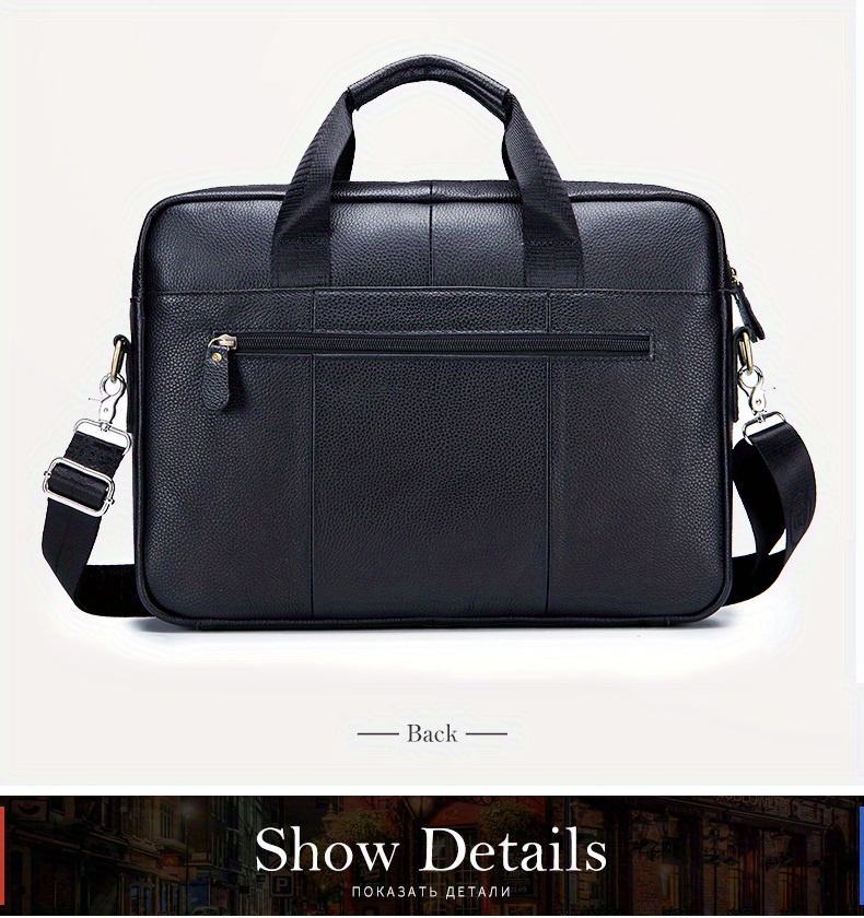 bullcaptain mens genuine leather large capacity business briefcase messenger bag handbag for travel work office computer crossbody bag top layer cowhide durable shoulder pack details 18