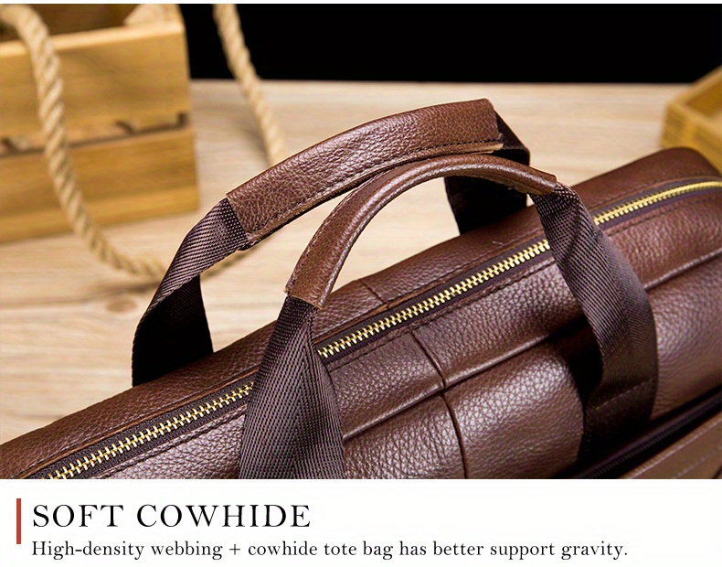 bullcaptain mens genuine leather large capacity business briefcase messenger bag handbag for travel work office computer crossbody bag top layer cowhide durable shoulder pack details 19