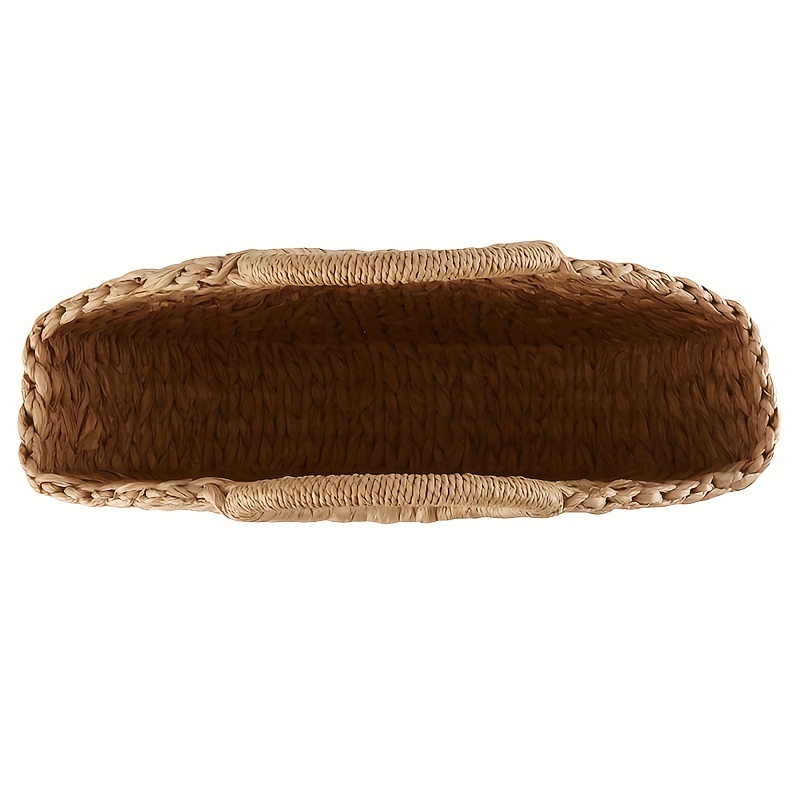 casual semicircle straw woven handbag handmade rattan woven basket details 6