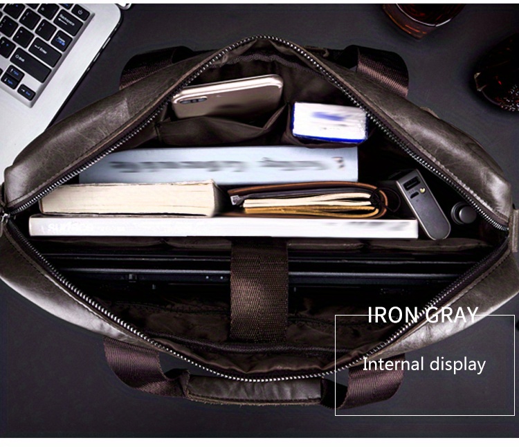 bullcaptain genuine leather business briefcase for men large capacity multi functional handbag computer bag shoulder messenger bag for business trip office satchel birthday gift for husband boyfriend details 4