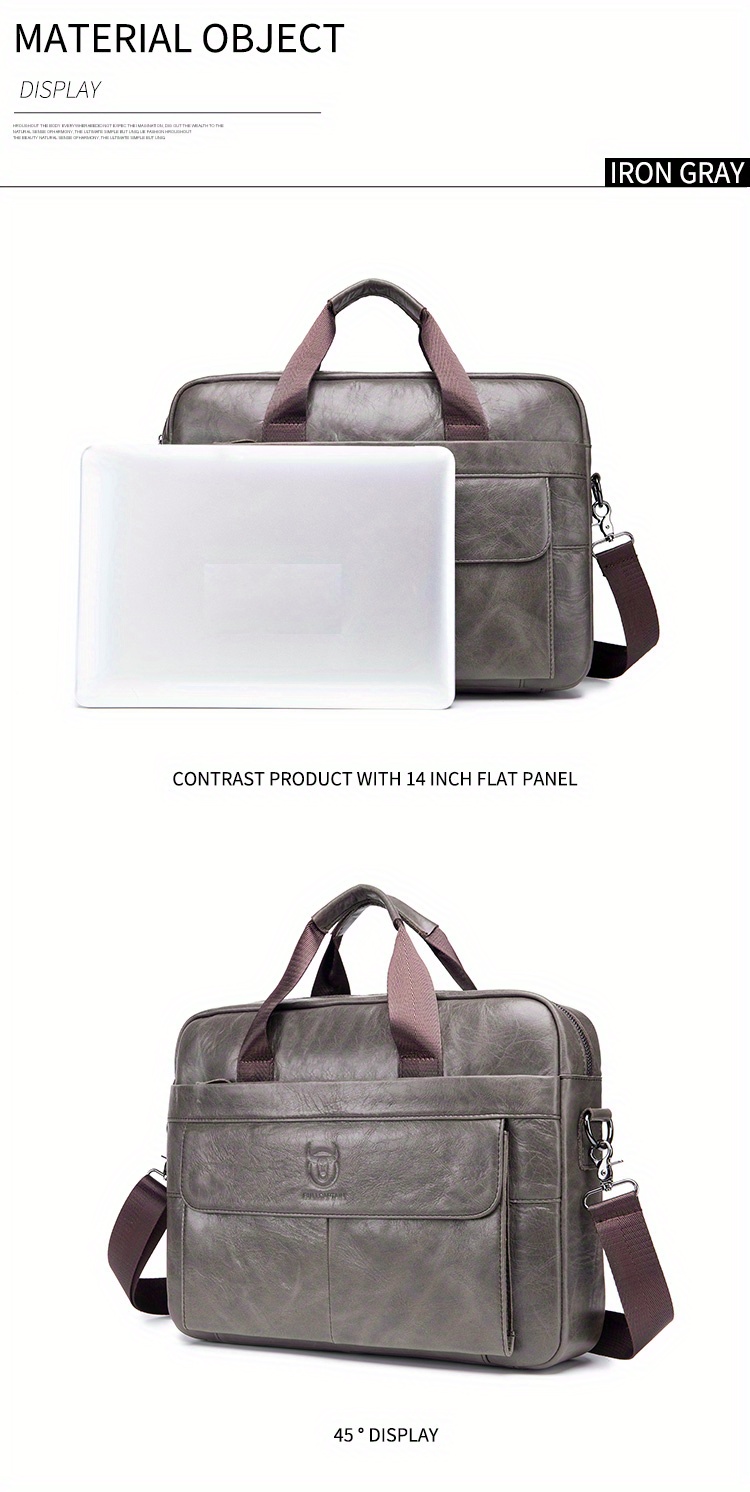 bullcaptain genuine leather business briefcase for men large capacity multi functional handbag computer bag shoulder messenger bag for business trip office satchel birthday gift for husband boyfriend details 6