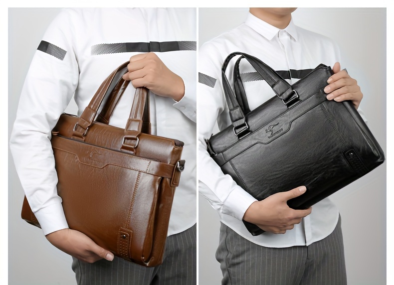 1pc horizontal mens bag fashion crossbody bag soft faux leather shoulder bag large business computer bag retro business bag details 3
