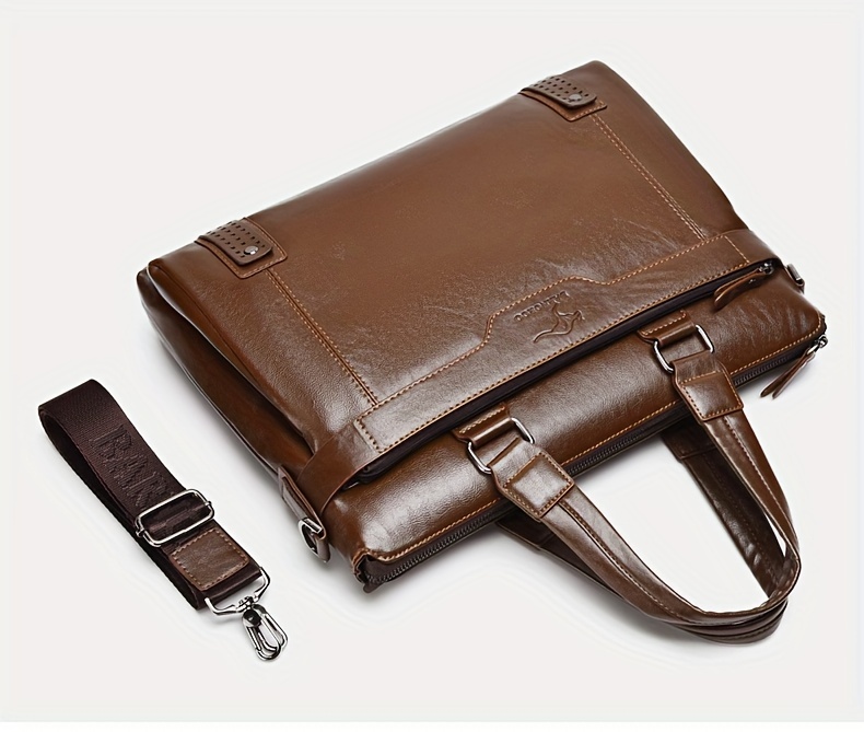1pc horizontal mens bag fashion crossbody bag soft faux leather shoulder bag large business computer bag retro business bag details 6