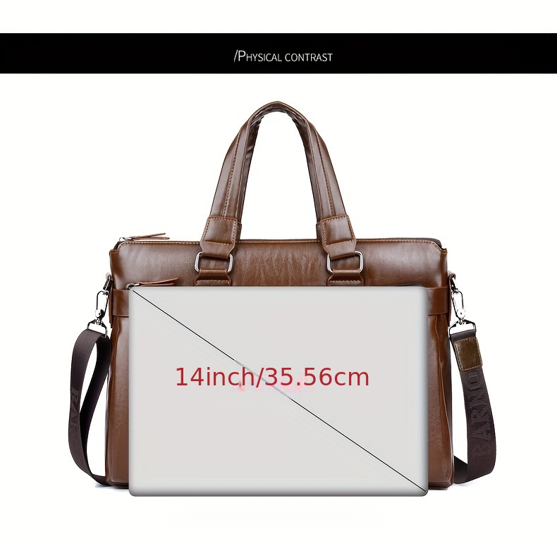 1pc horizontal mens bag fashion crossbody bag soft faux leather shoulder bag large business computer bag retro business bag details 10