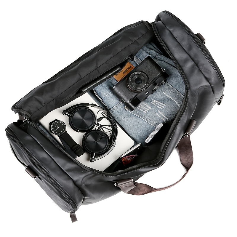men quality pu leather travel bags carry on luggage bag men duffel bags handbag casual traveling tote large weekend bag details 4