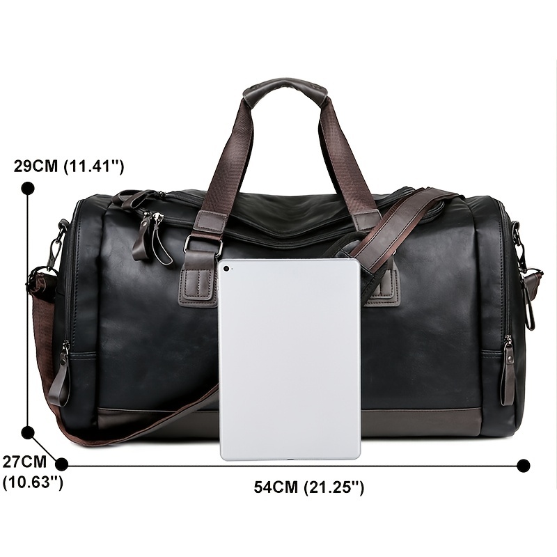 men quality pu leather travel bags carry on luggage bag men duffel bags handbag casual traveling tote large weekend bag details 5