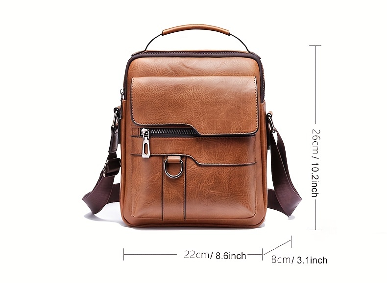 vintage multi layer zipper messenger bag casual solid color shoulder bag perfect business crossbody bag details 0