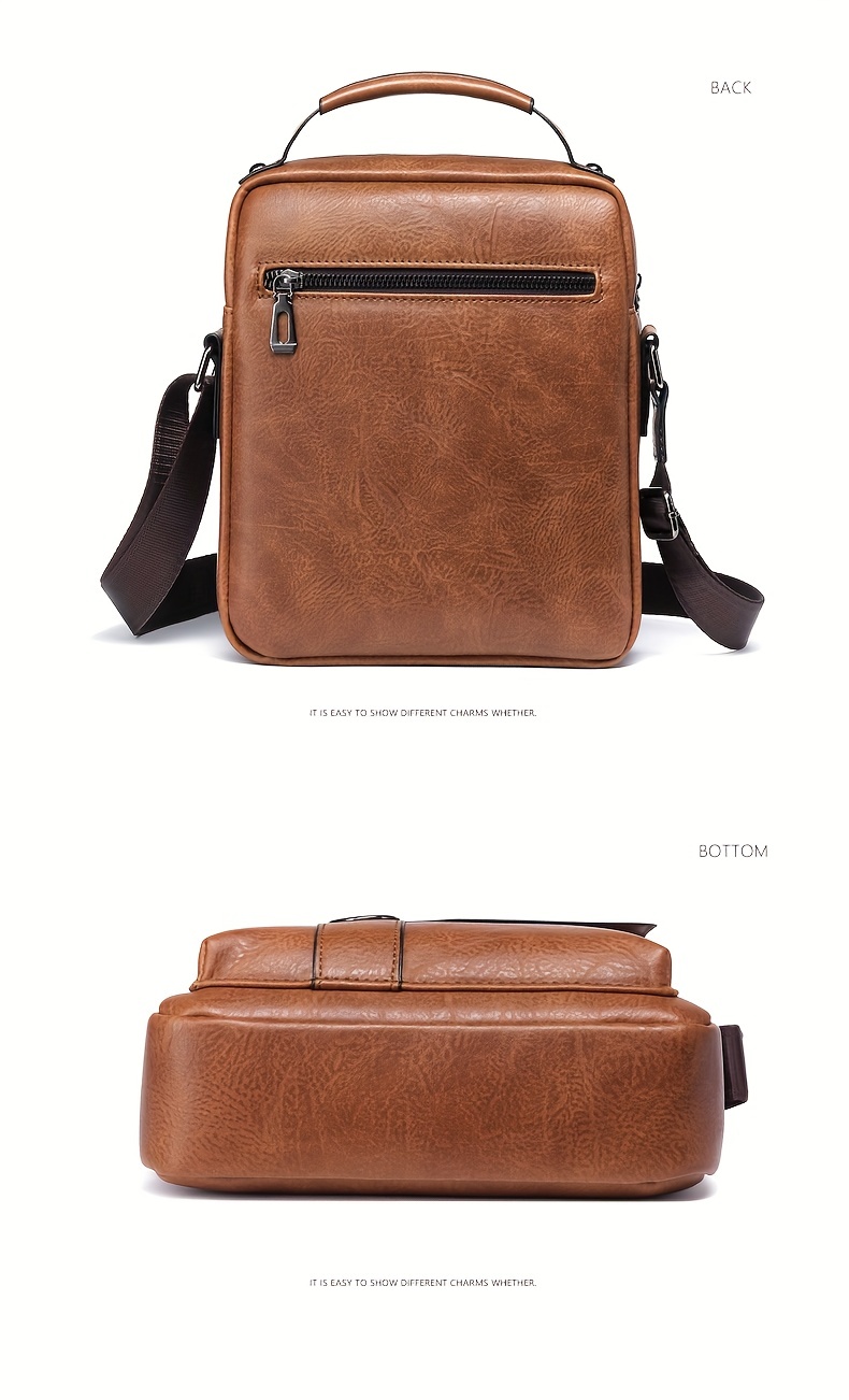 vintage multi layer zipper messenger bag casual solid color shoulder bag perfect business crossbody bag details 5