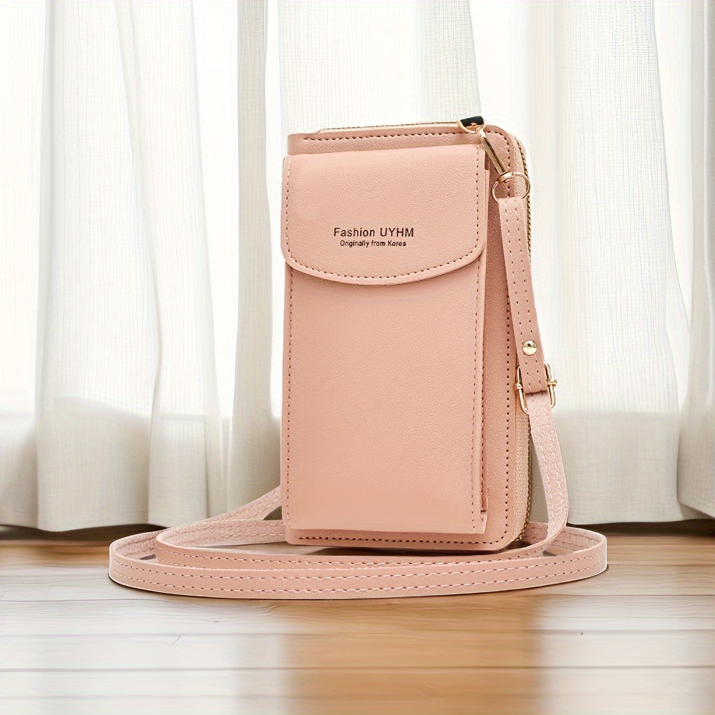 fashion simple shoulder bag solid color crossbody bag multifunctional zipper purse details 1