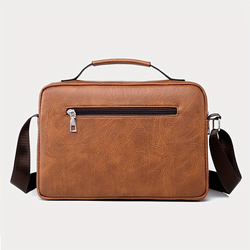 retro minimalist square shoulder bag classic textured business messenger bag details 4