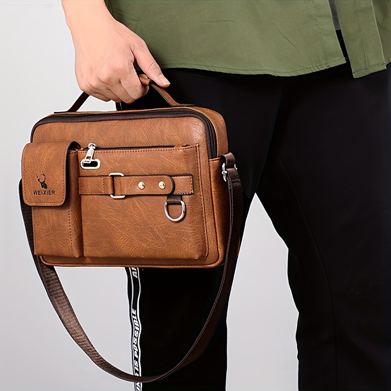 retro minimalist square shoulder bag classic textured business messenger bag details 9