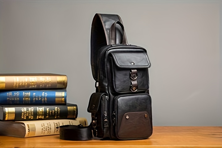 vintage multi pocket sling bag solid color textured crossbody bag with mini credit card case details 0