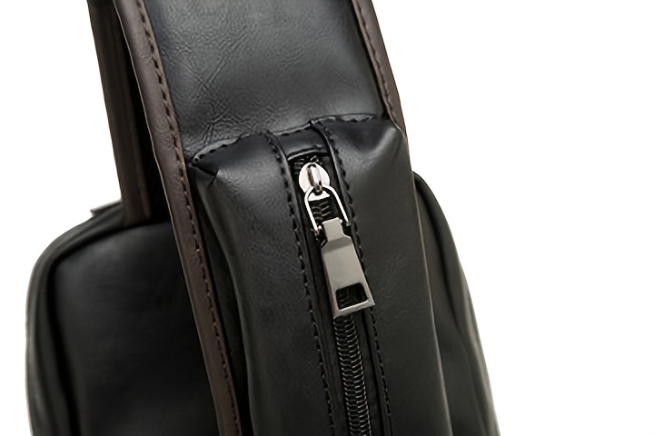 vintage multi pocket sling bag solid color textured crossbody bag with mini credit card case details 3