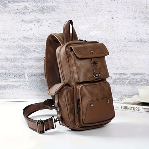 vintage multi pocket sling bag solid color textured crossbody bag with mini credit card case details 13