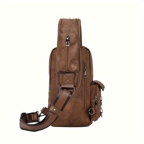 vintage multi pocket sling bag solid color textured crossbody bag with mini credit card case details 14