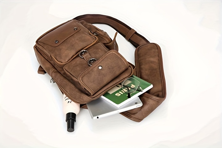 vintage multi pocket sling bag solid color textured crossbody bag with mini credit card case details 21
