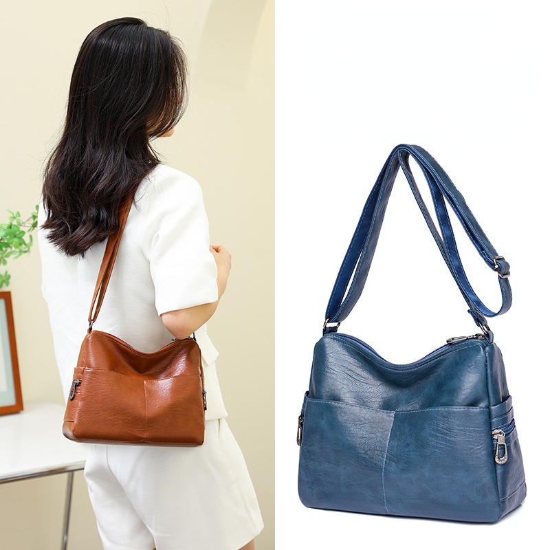 retro crossbody bag for women large capacity shoulder bag soft pu leather purse with multi pockets details 1