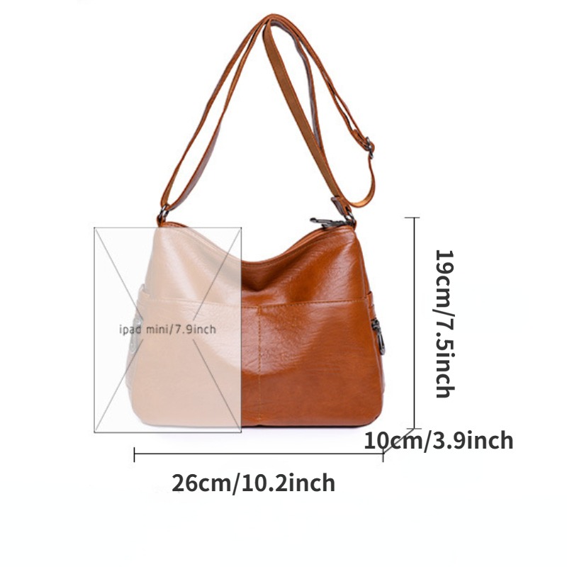 retro crossbody bag for women large capacity shoulder bag soft pu leather purse with multi pockets details 2
