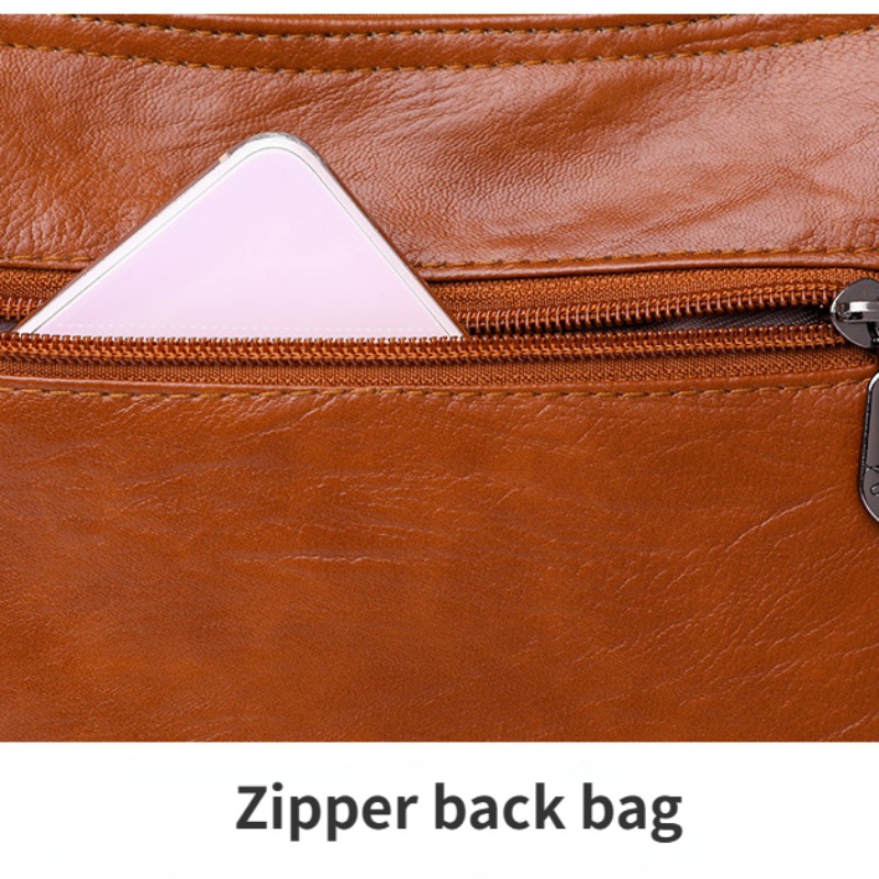 retro crossbody bag for women large capacity shoulder bag soft pu leather purse with multi pockets details 6
