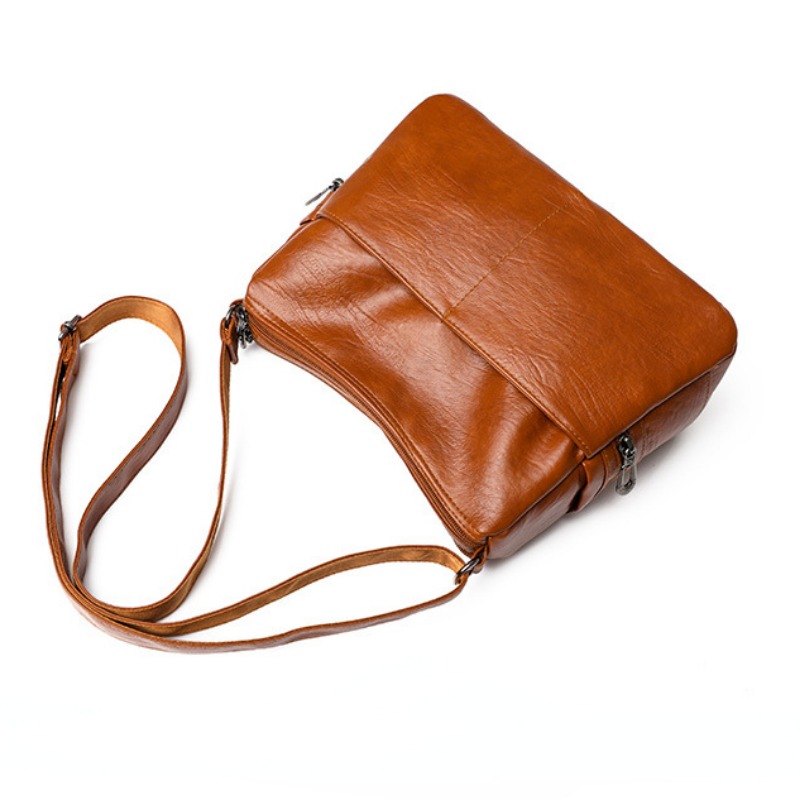 retro crossbody bag for women large capacity shoulder bag soft pu leather purse with multi pockets details 7