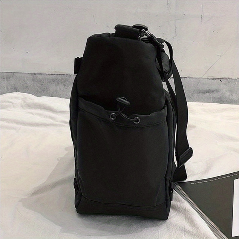 large capacity casual messenger bag, large capacity casual messenger bag solid color nylon drawstring shoulder bag all match crossbody bag details 5