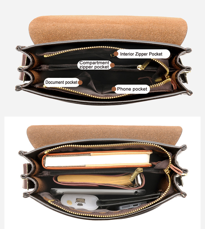 vintage casual multi pocket messenger bag solid color flap shoulder bag perfect crossbody bag for daily use details 2