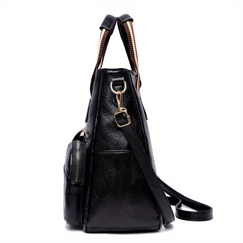 simple portable briefcase large capacity tote bag vintage messenger bag for work details 3