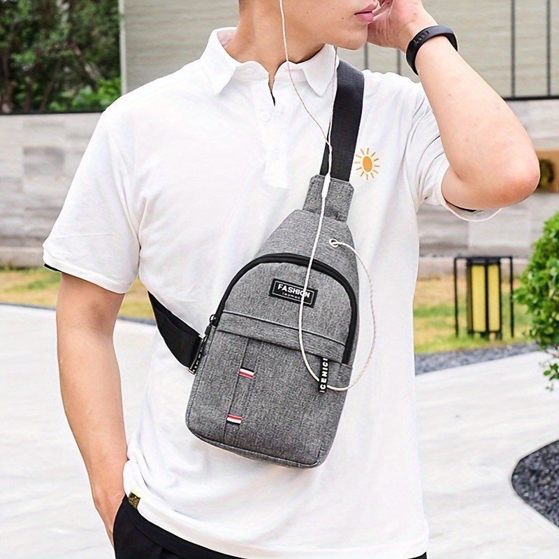 Casual Solid Color Sling Zipper Bag, Multifunctional Sports Outdoor Fancy Pack, Small Crossbody Bag details 2